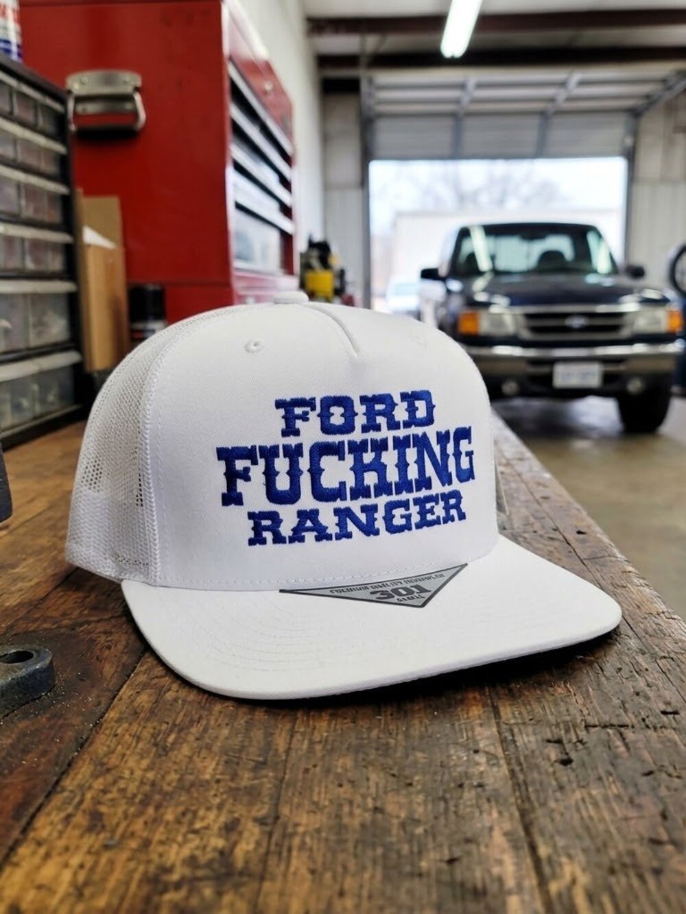 Retro Ford Ranger Hat Viral Meme Truck Embroidered White Flat Bill Snapback Cap